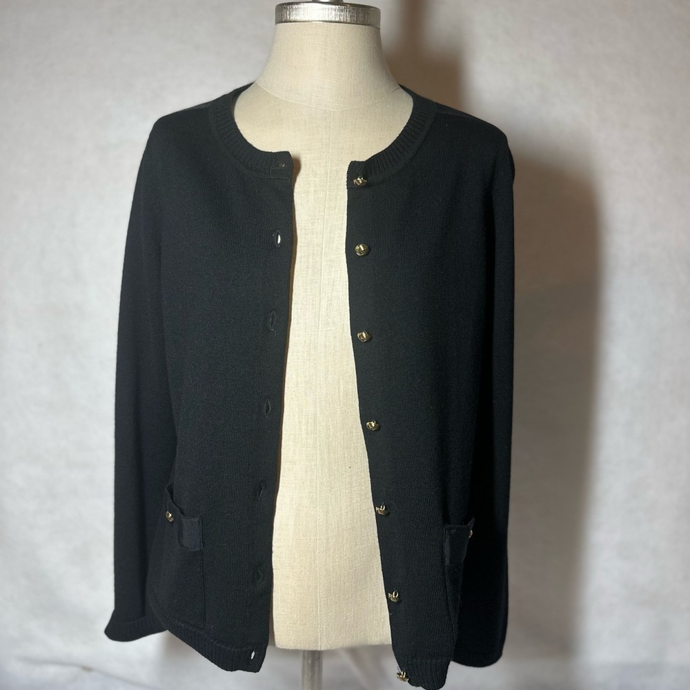 Black Merino Wool Talbots Cardigan